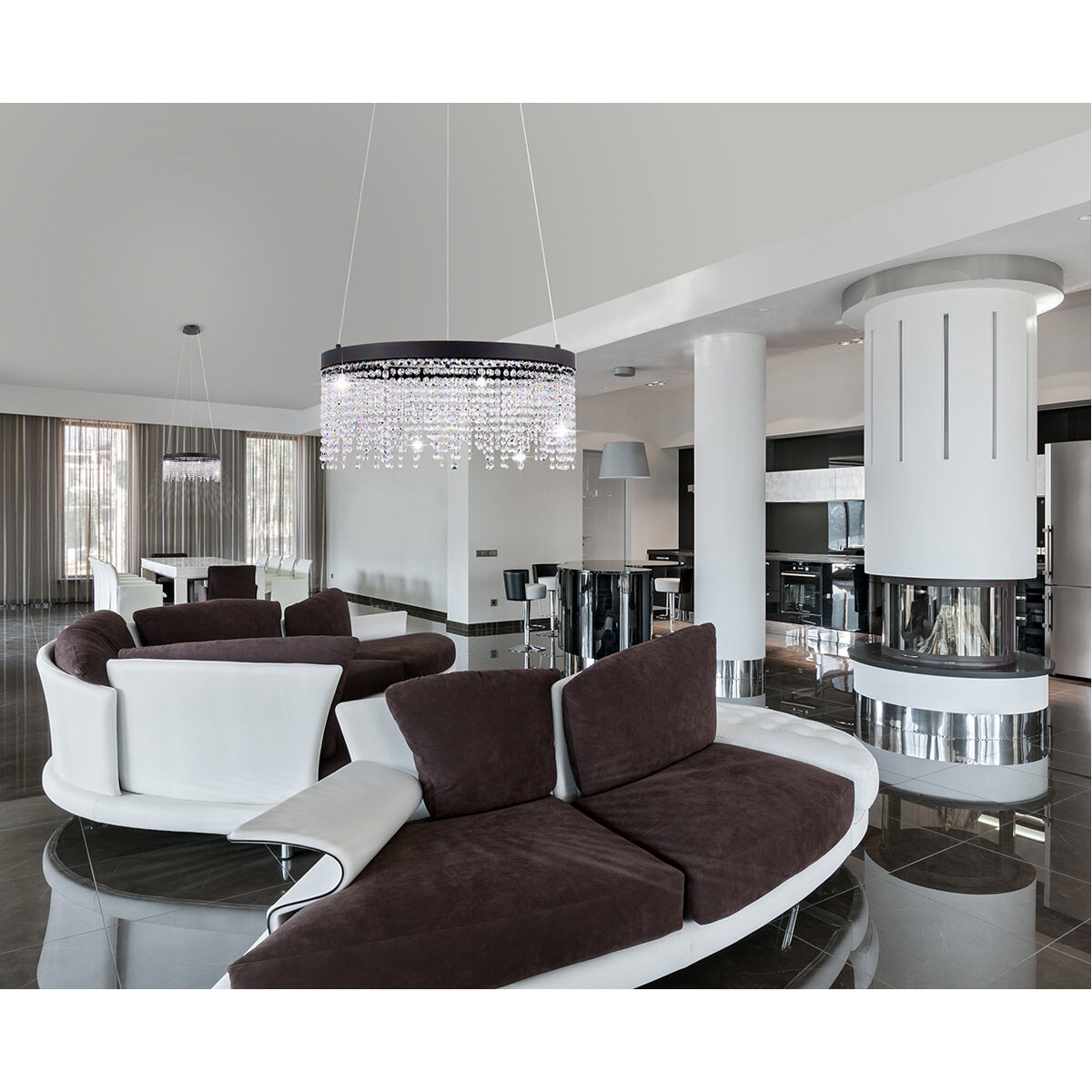 Antelao LED 24 inch Black Chandelier Ceiling Light