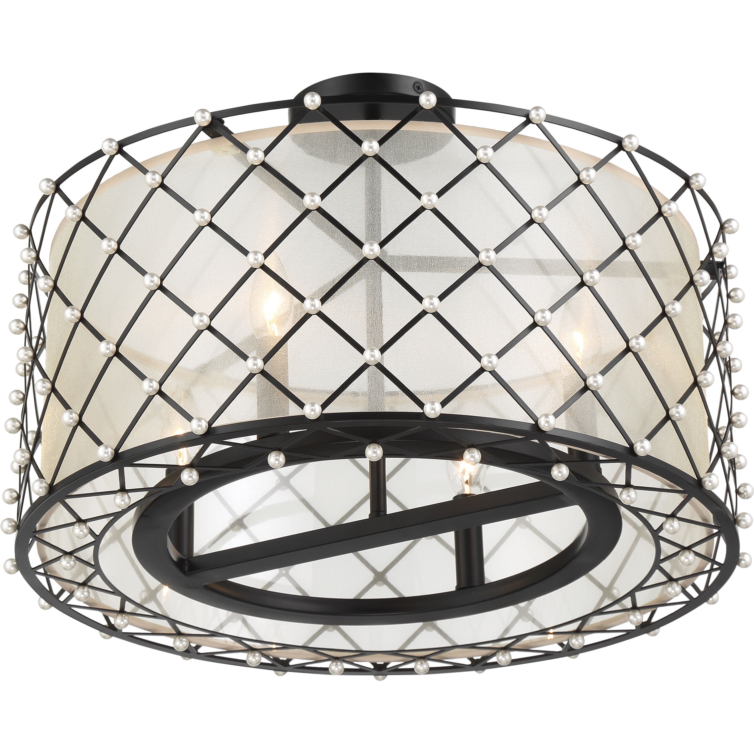 Sheer Elegance 4 Light 21.25 inch Coal Convertible Pendant Ceiling Light