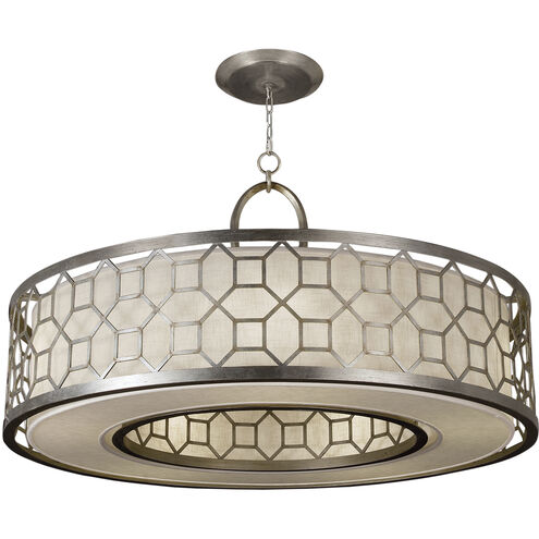 Allegretto 5 Light 48 inch Silver Pendant Ceiling Light in White Textured Linen