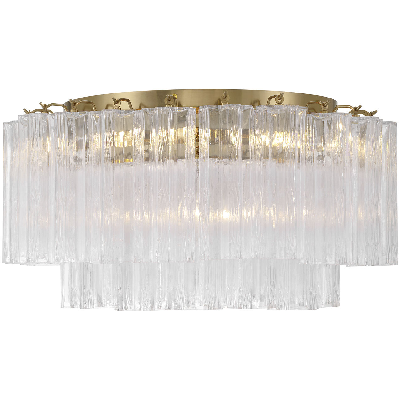 Addis 7 Light 22.25 inch Aged Brass Flush Ceiling Light in Tronchi Glass Clear