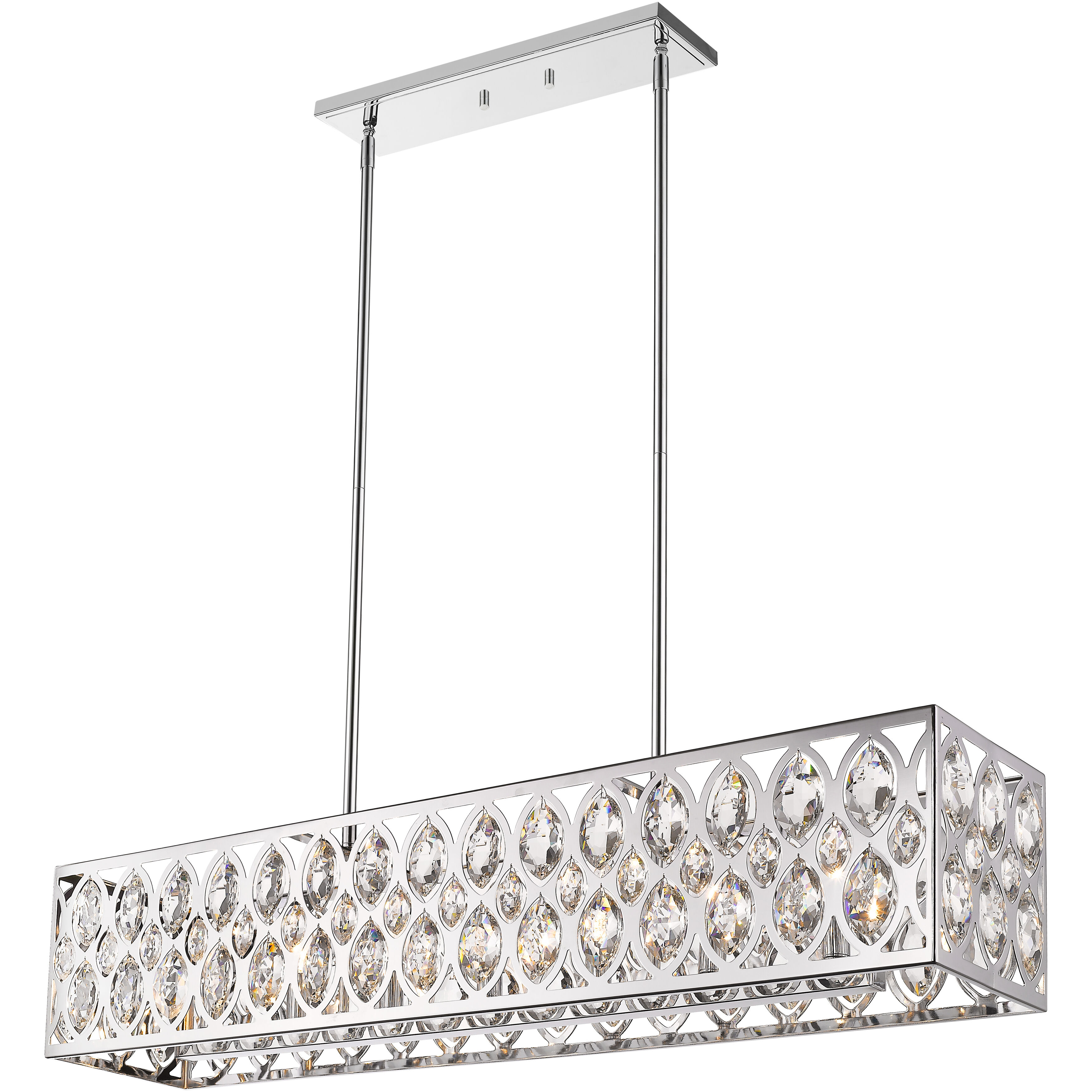 Dealey 7 Light 43.5 inch Chrome Linear Chandelier Ceiling Light