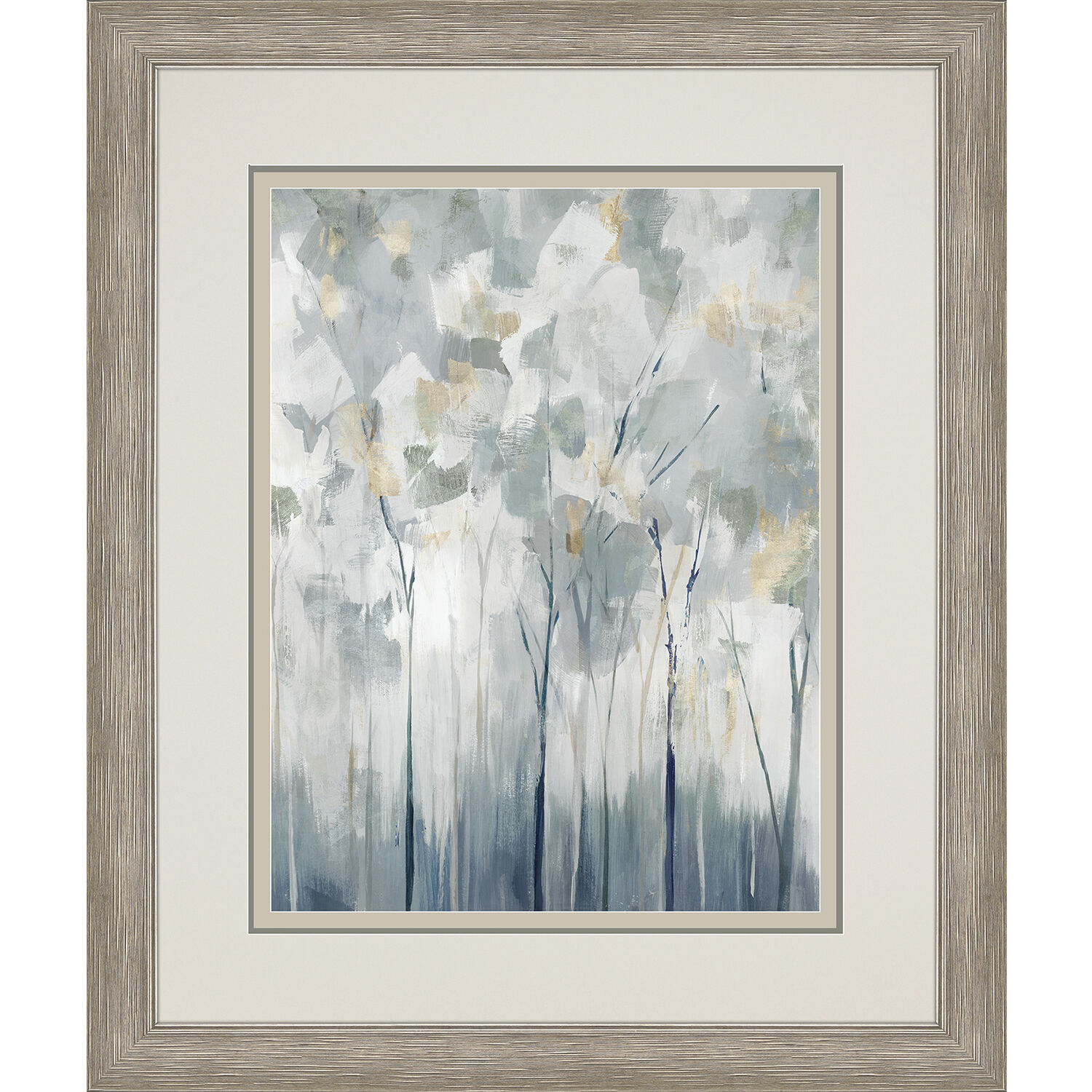 Blue Forest Adventure Blue and Gray and Neutral and White Framed Art