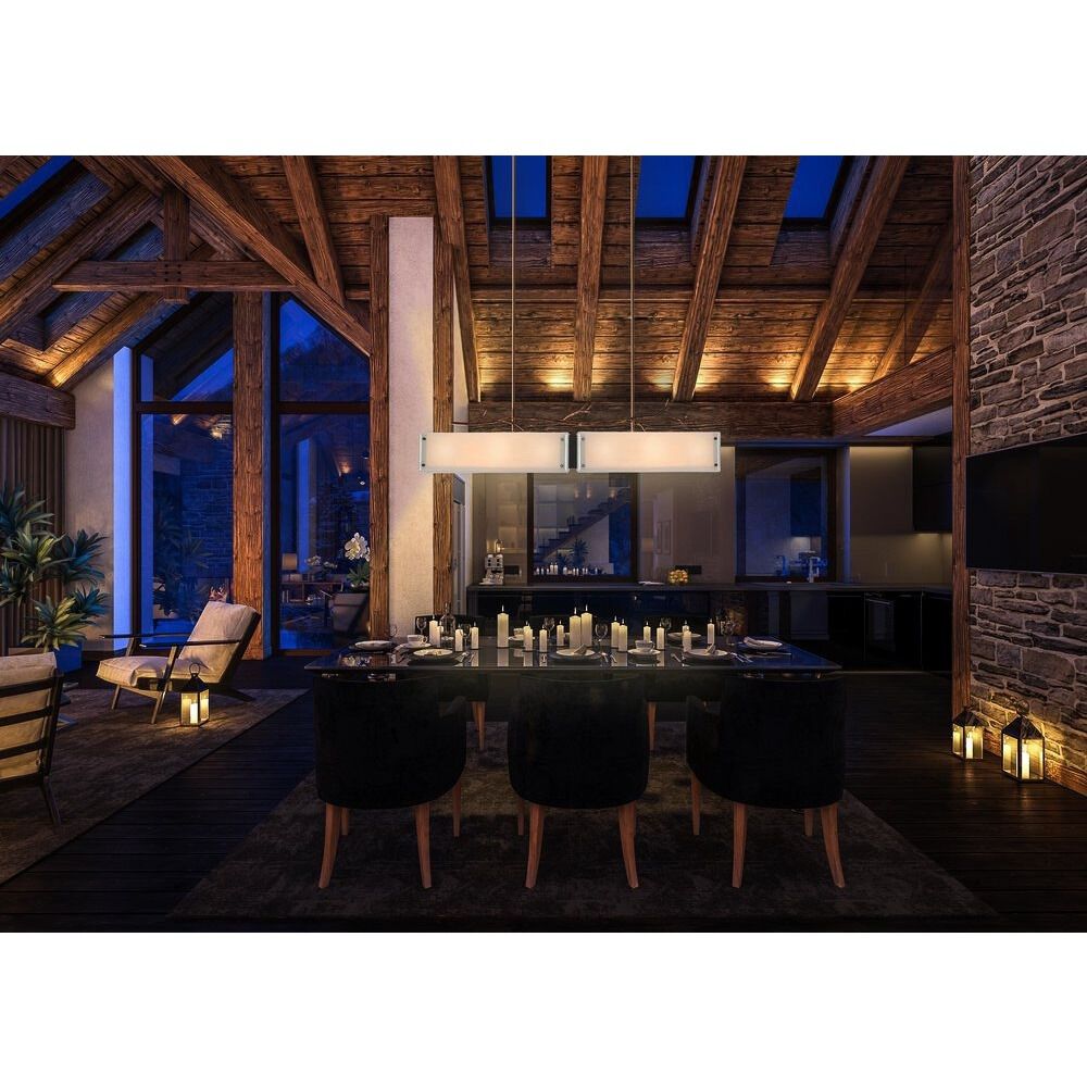 Ironwood LED 44.4 inch Gilded Brass Linear Pendant Ceiling Light in 3000K LED, Smoke Granite