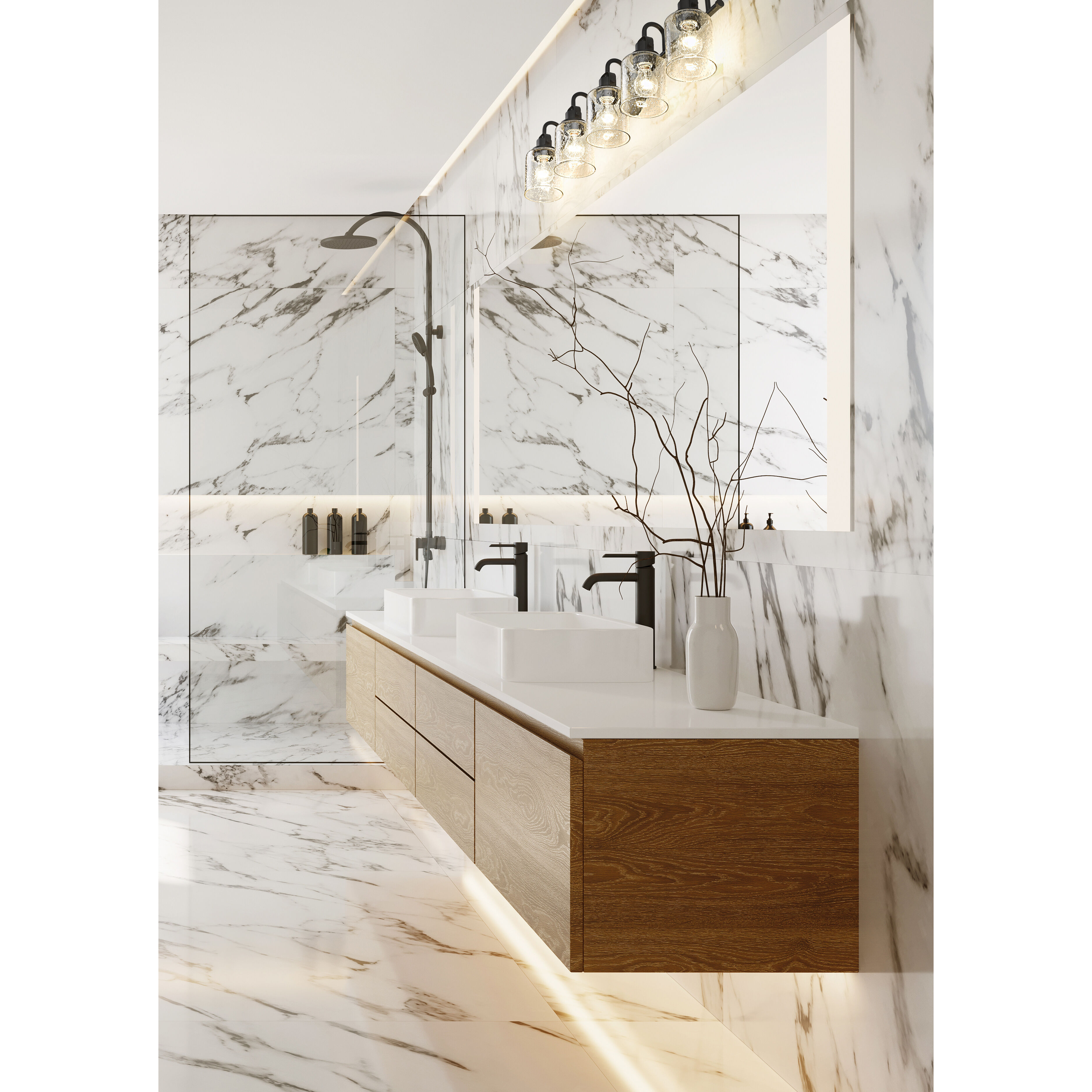 Kinsley 5 Light 35 inch Matte Black Vanity Wall Light