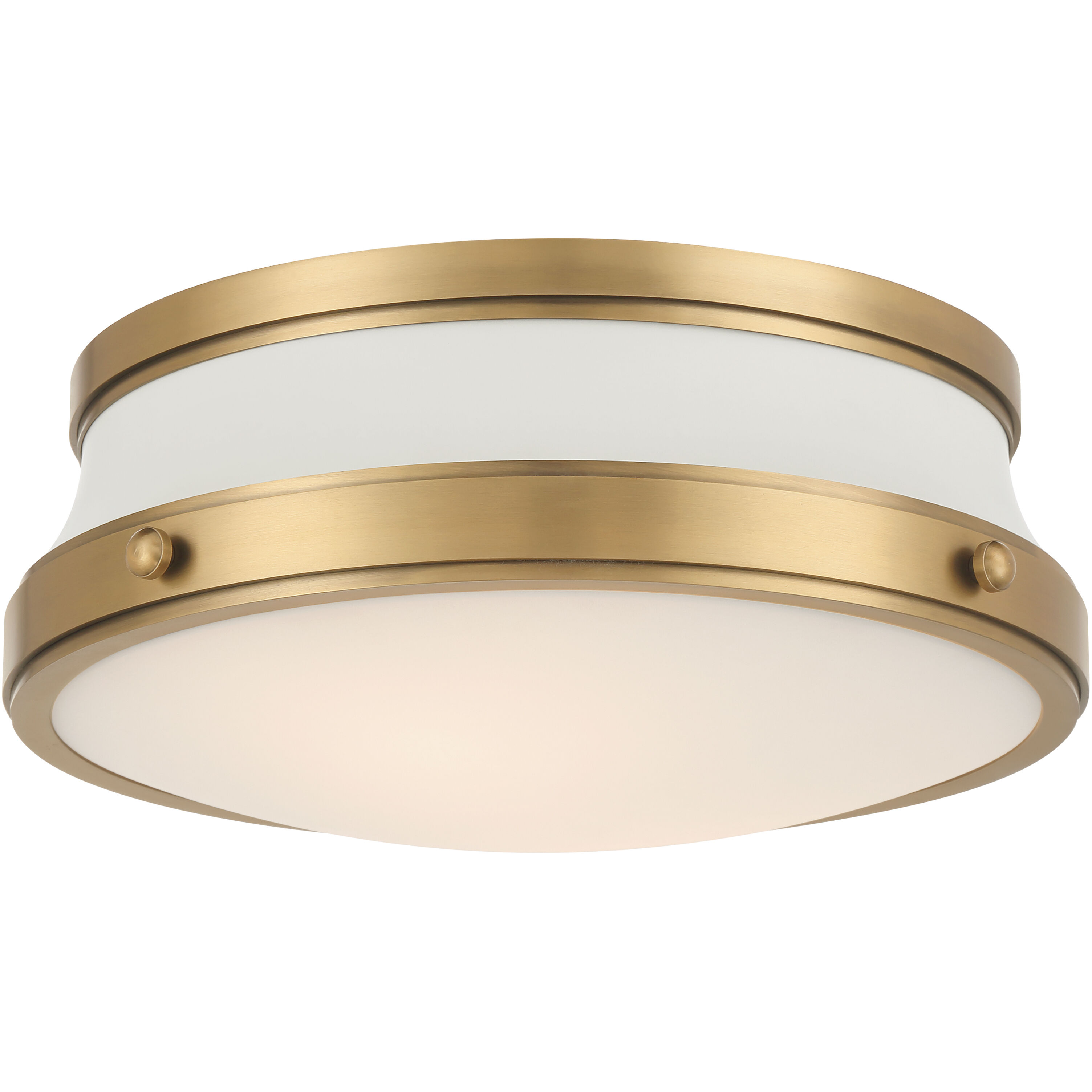 Purelight 2 Light 15 inch Legacy Brass Flush Mount Ceiling Light in Legacy Brass and Off White
