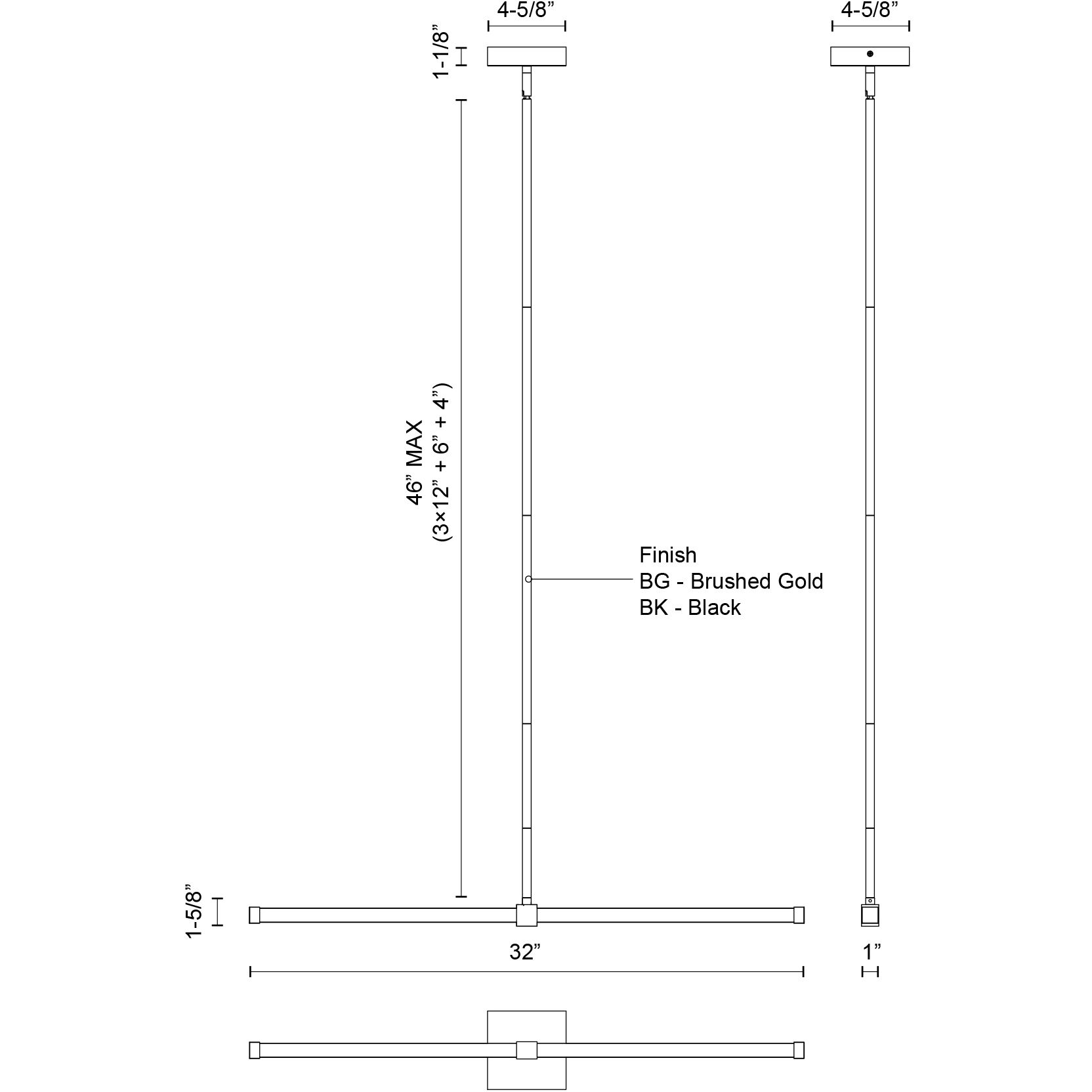 Blade LED 32 inch Brushed Gold Linear Pendant Ceiling Light