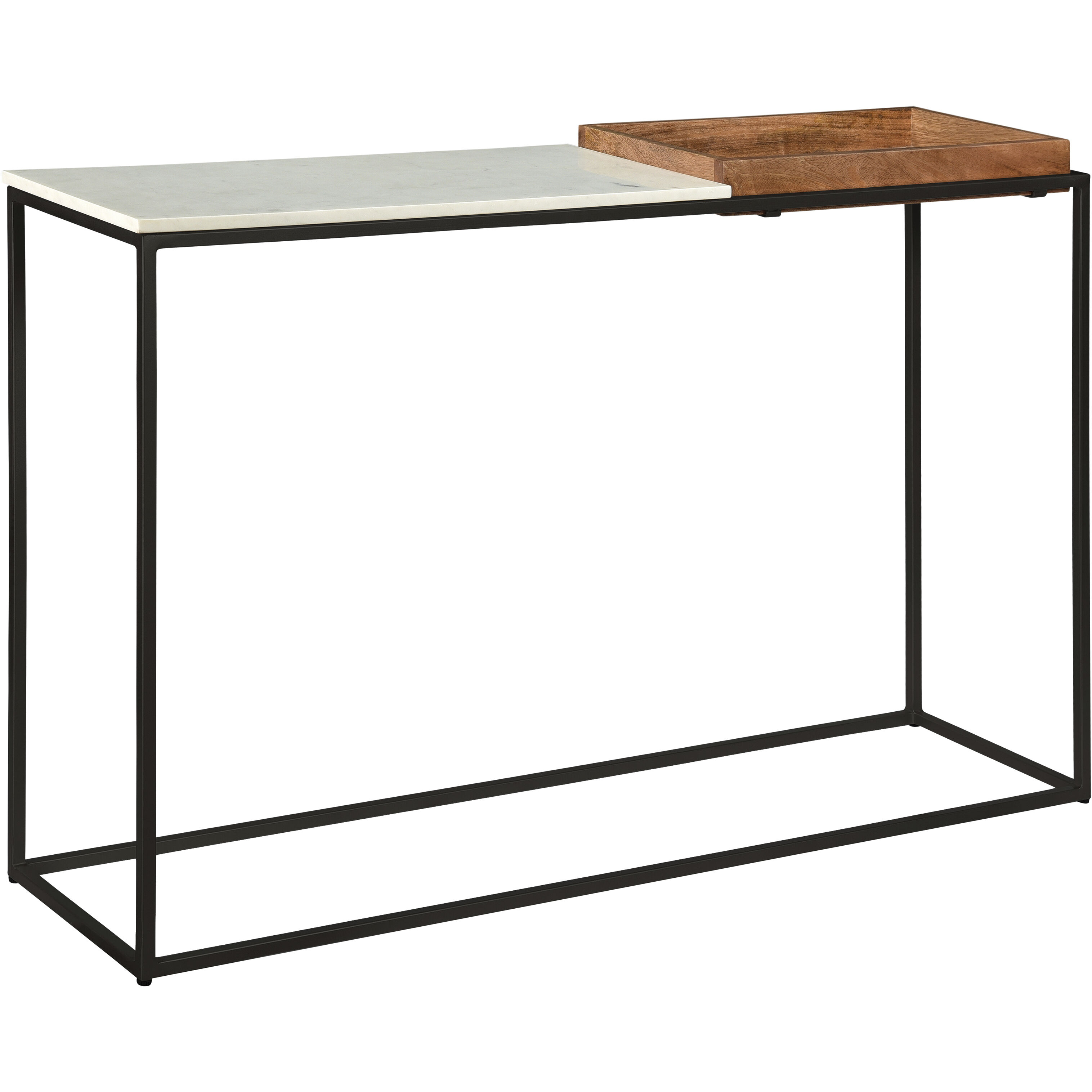 Norman 48 X 12 inch White with Natural and Black Console Table