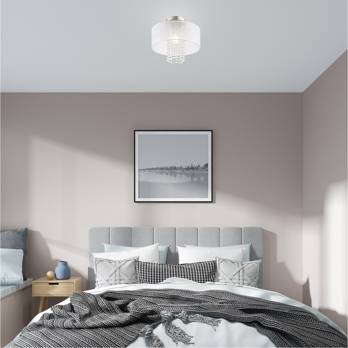 Bella Vista 1 Light 13 inch Brushed Nickel Semi-Flush Mount Ceiling Light