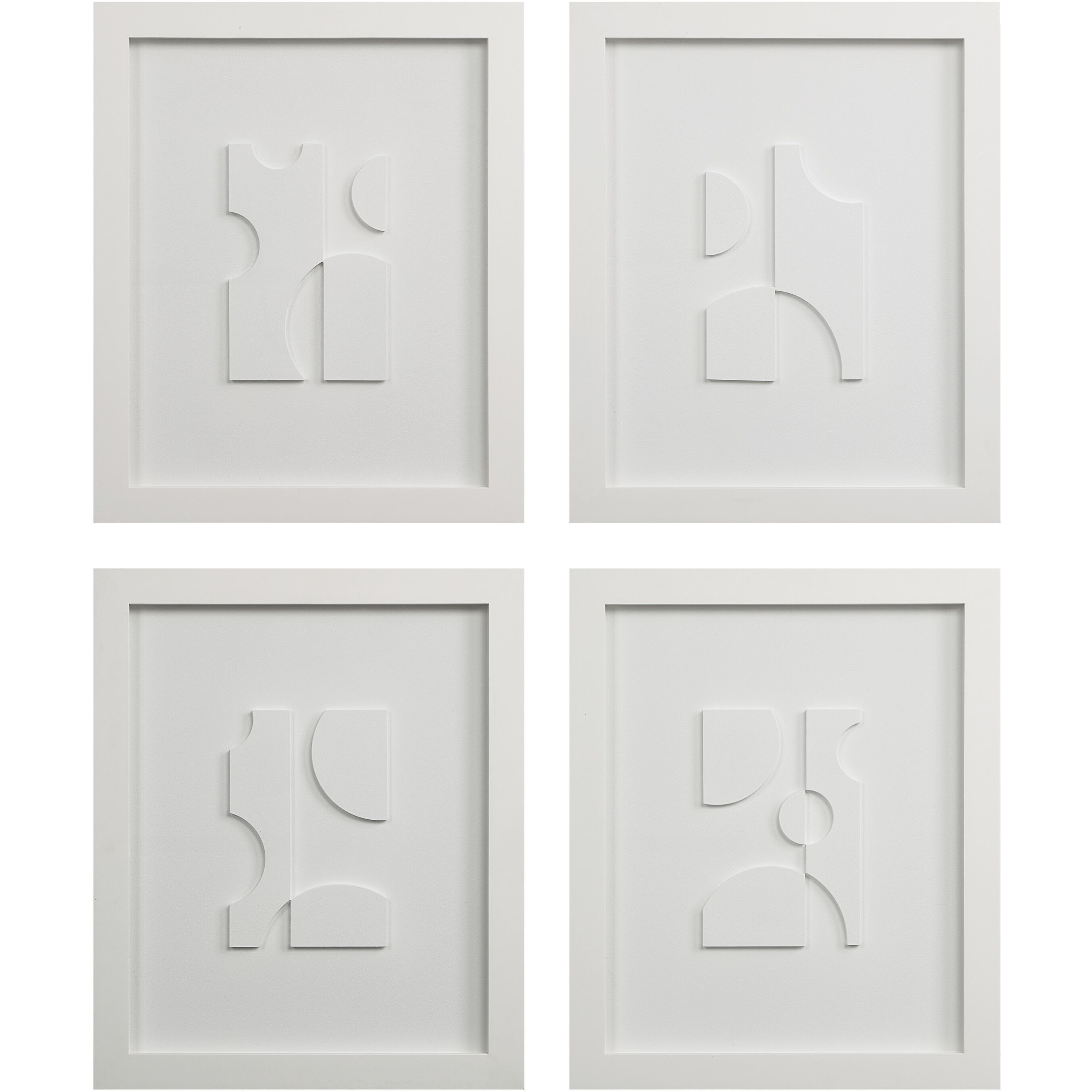 Ispra Matte White Wall Decor, Set of 4