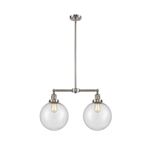 Franklin Restoration X-Large Beacon LED 25 inch Brushed Satin Nickel Chandelier Ceiling Light in Seedy Glass, Franklin Restoration
