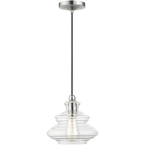 Everett 1 Light 9 inch Brushed Nickel with Chrome Finish Accents Pendant Ceiling Light