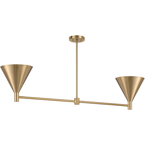 Pharos 2 Light 50 inch Noble Brass Linear Chandelier Ceiling Light