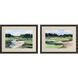Golf Course Study Green and Blue and Multi and Orange Framed Art