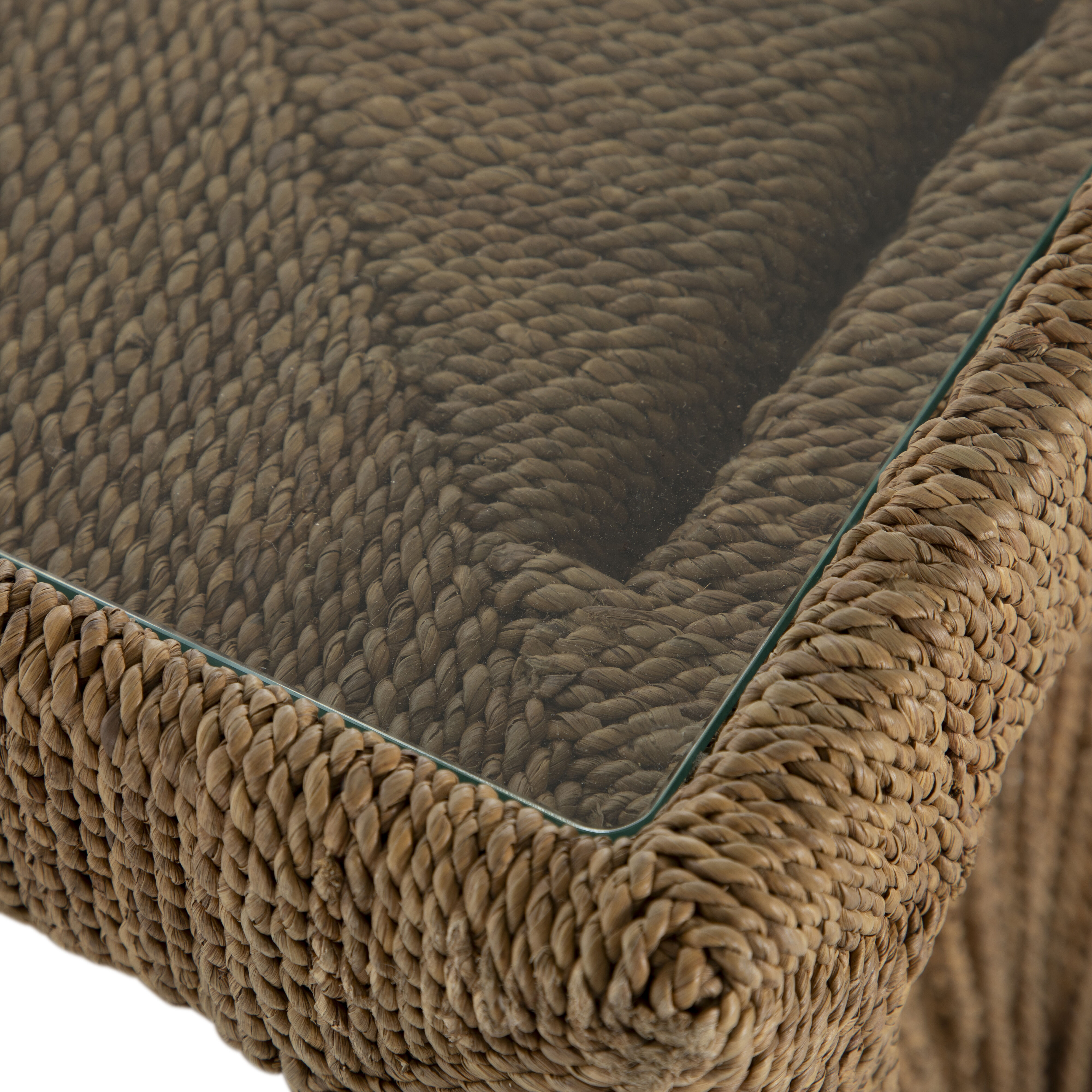 Hutch 70 X 18 inch Natural Seagrass / Tempered Glass Console Table