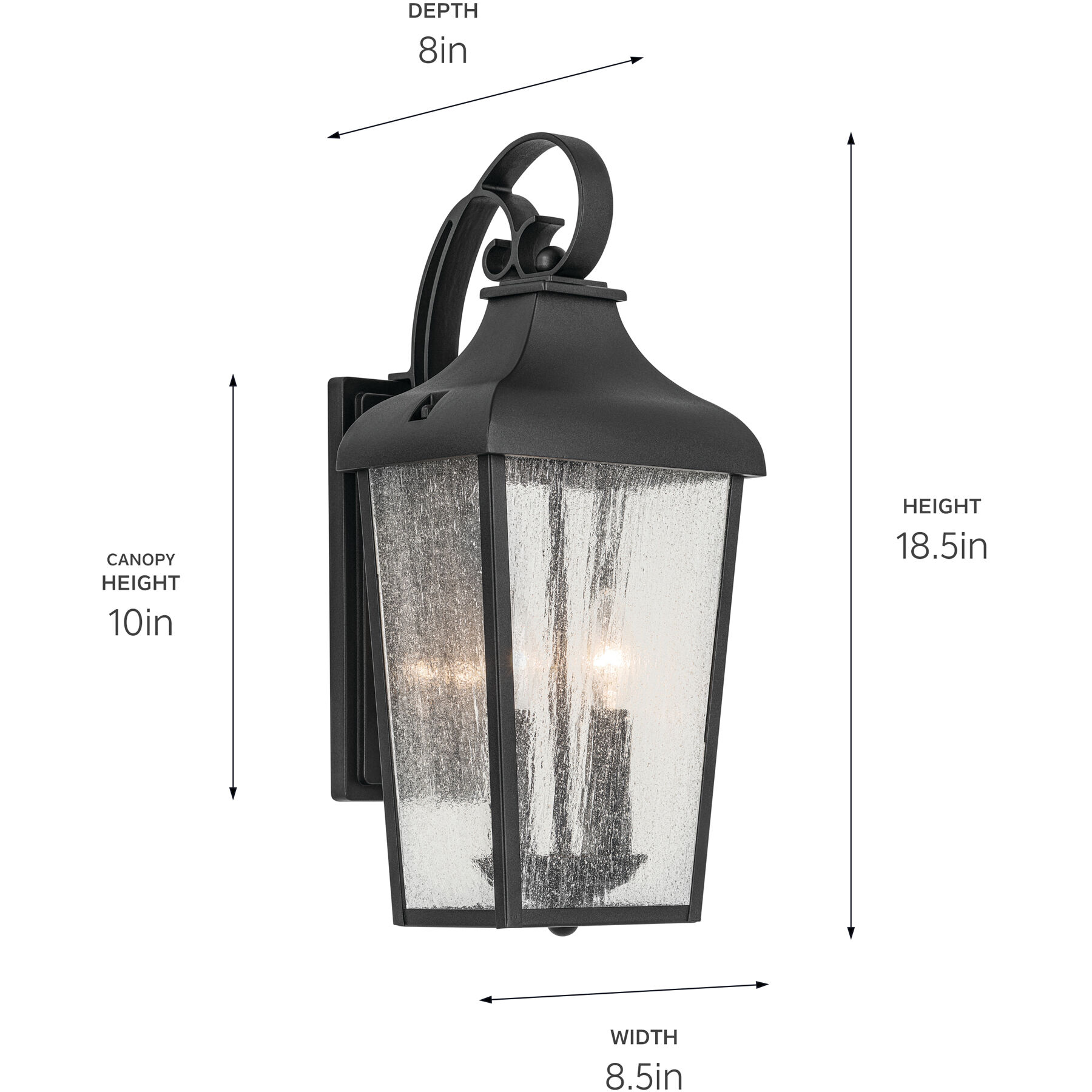 Forestdale 2 Light 18.5 inch Textured Black Outdoor Wall Sconce, Medium