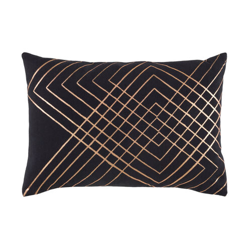 Crescent 19 X 13 inch Black/Metallic - Copper Pillow Cover