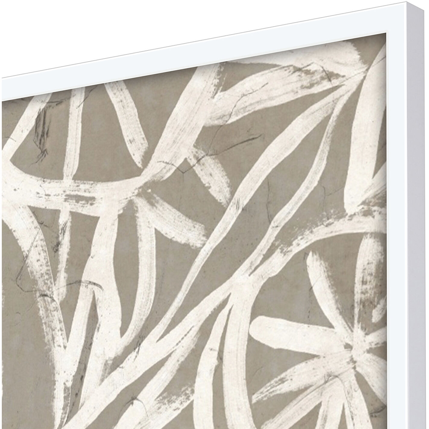 Mudcloth Foliage Beige and Brown and Neutral and White Framed Art