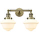 Franklin Restoration Small Oxford 2 Light 8 inch Antique Brass Bath Vanity Light Wall Light in Incandescent, Matte White Glass, Franklin Restoration