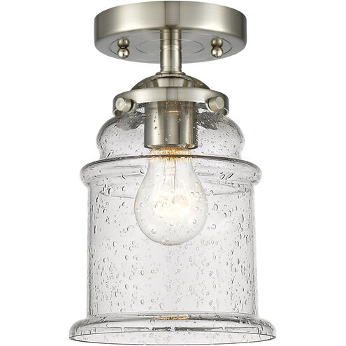 Nouveau Small Canton 1 Light 5 inch Oil Rubbed Bronze Semi-Flush Mount Ceiling Light in Matte White Glass, Nouveau