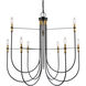 Foundry 9 Light 32.68 inch Black and Brass Chandelier Ceiling Light