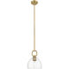 Downtown Urban Hudson 1 Light 8 inch Brushed Brass Mini Pendant Ceiling Light