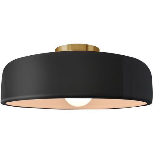 Radiance LED 16 inch Gloss Black and Brushed Brass Semi Flush Ceiling Light