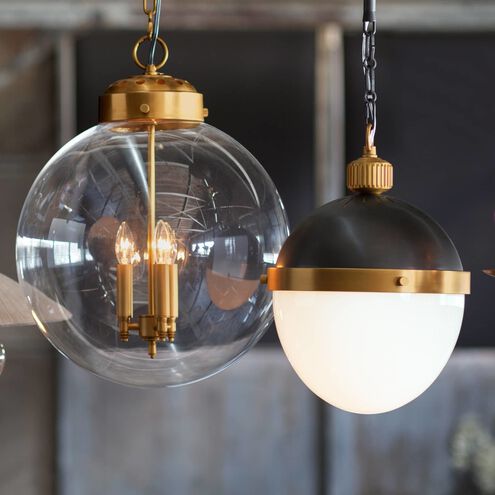 Southern Living Globe 3 Light 15 inch Natural Brass Pendant Ceiling Light