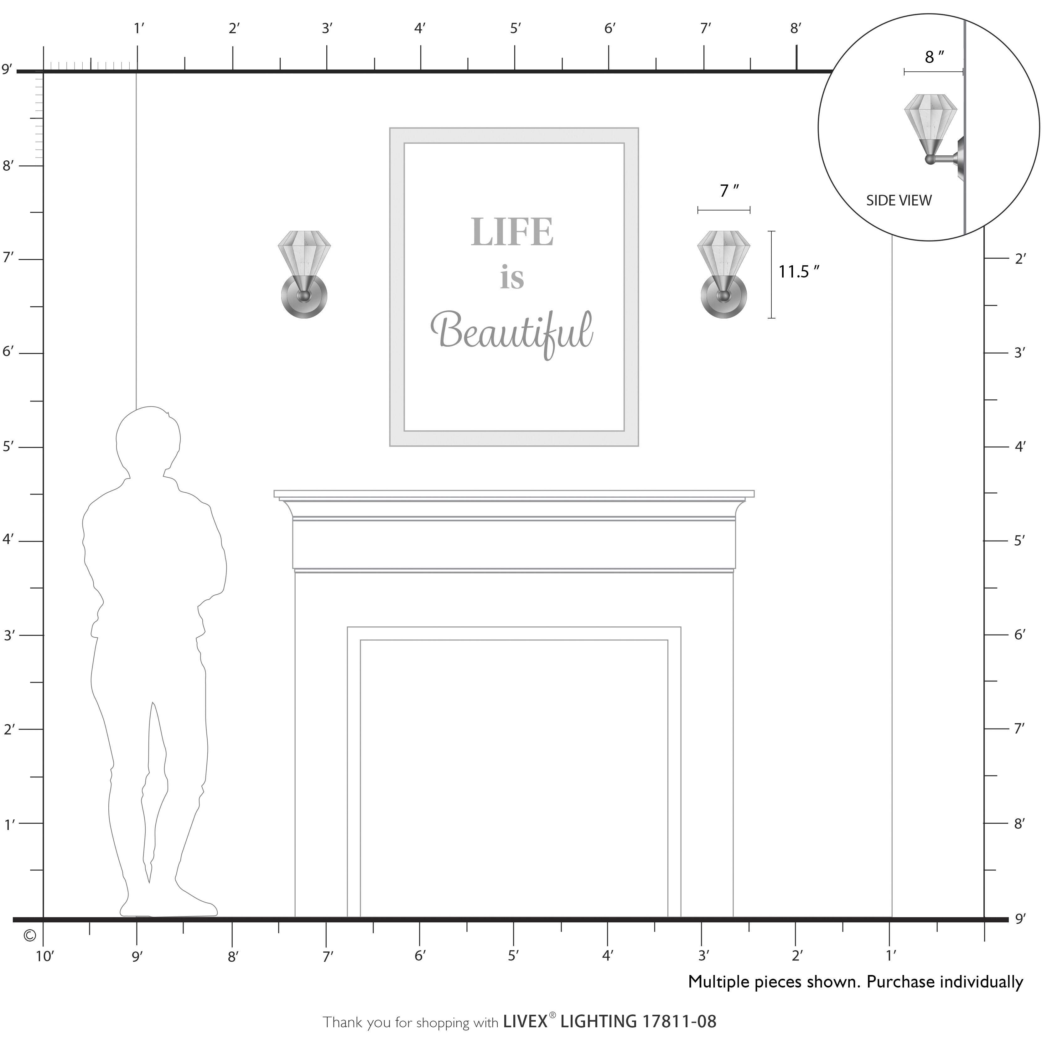 Brussels 1 Light 7 inch Natural Brass Crystal Single Sconce Wall Light