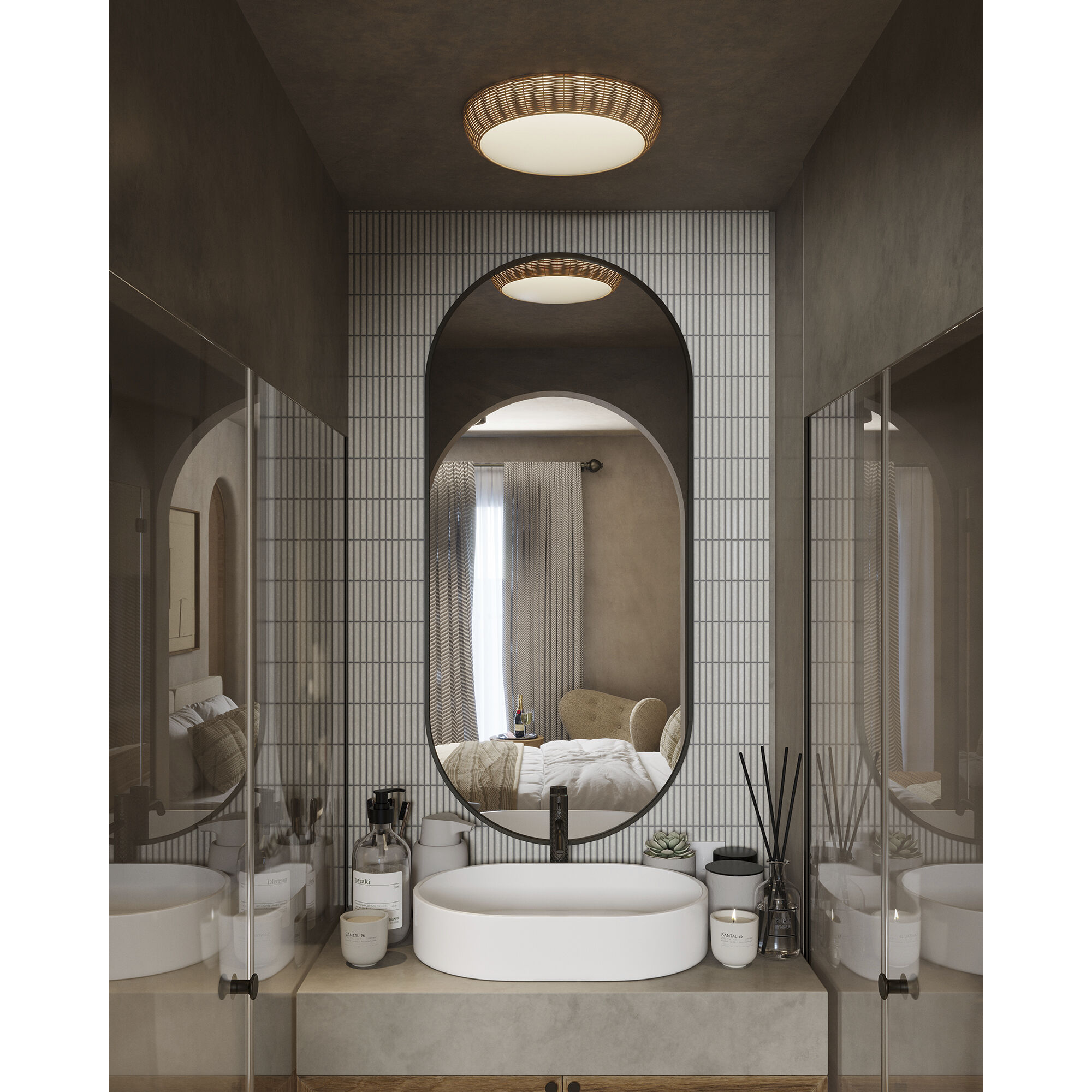 Alora Mood Merida 2 Light 14.88 inch Rattan Flush Mount Ceiling Light