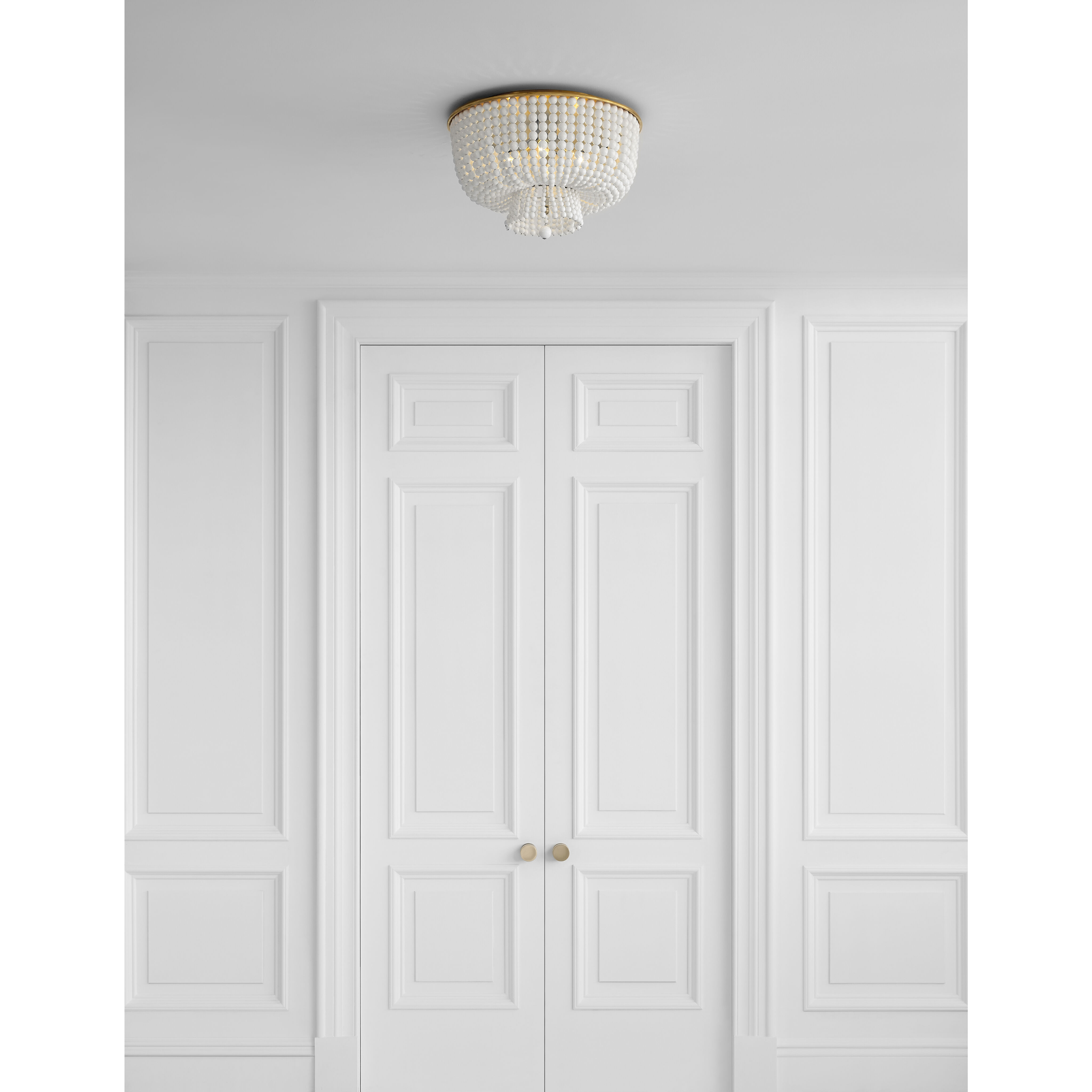 AERIN Jacqueline 4 Light 18 inch Hand Rubbed Antique Brass Flush Mount Ceiling Light in White Acrylic