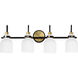 Milk 4 Light 30.5 inch Satin Brass Bath Vanity Light Wall Light in Black and Satin Brass