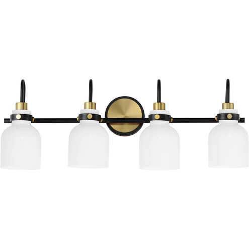 Milk 4 Light 30.5 inch Satin Brass Bath Vanity Light Wall Light in Black and Satin Brass