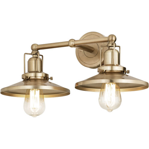 English Pub 2 Light 18 inch Satin Brass Vanity Light Wall Light