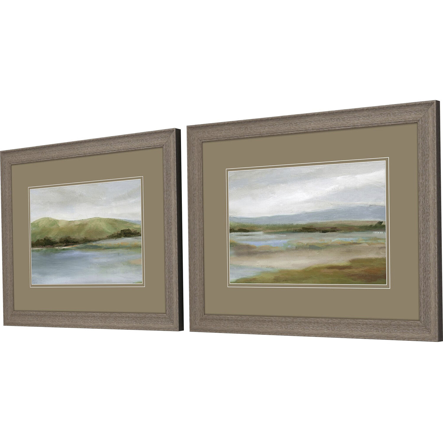 Foothills with Lake Green and Blue and Gray and Neutral Framed Art, Propac