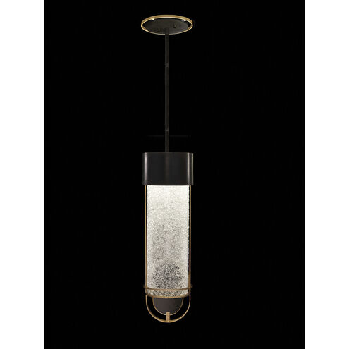 Bond LED 5.5 inch Black and Gold Pendant Ceiling Light in Diamond Blanket Studio Glass, Black/Gold
