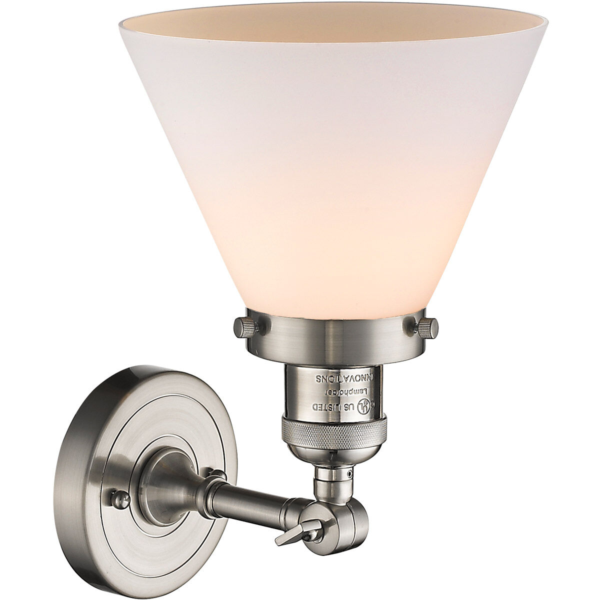 Franklin Restoration Large Cone 1 Light 8 inch Brushed Satin Nickel Semi-Flush Mount Ceiling Light in Matte White Glass, Franklin Restoration