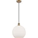 Ballston Athens 1 Light 12 inch Brushed Brass Mini Pendant Ceiling Light in Matte White Glass