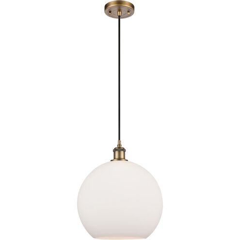 Ballston Athens 1 Light 12 inch Brushed Brass Mini Pendant Ceiling Light in Matte White Glass