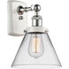 Ballston Large Cone 1 Light 8 inch White and Polished Chrome Sconce Wall Light in Clear Glass