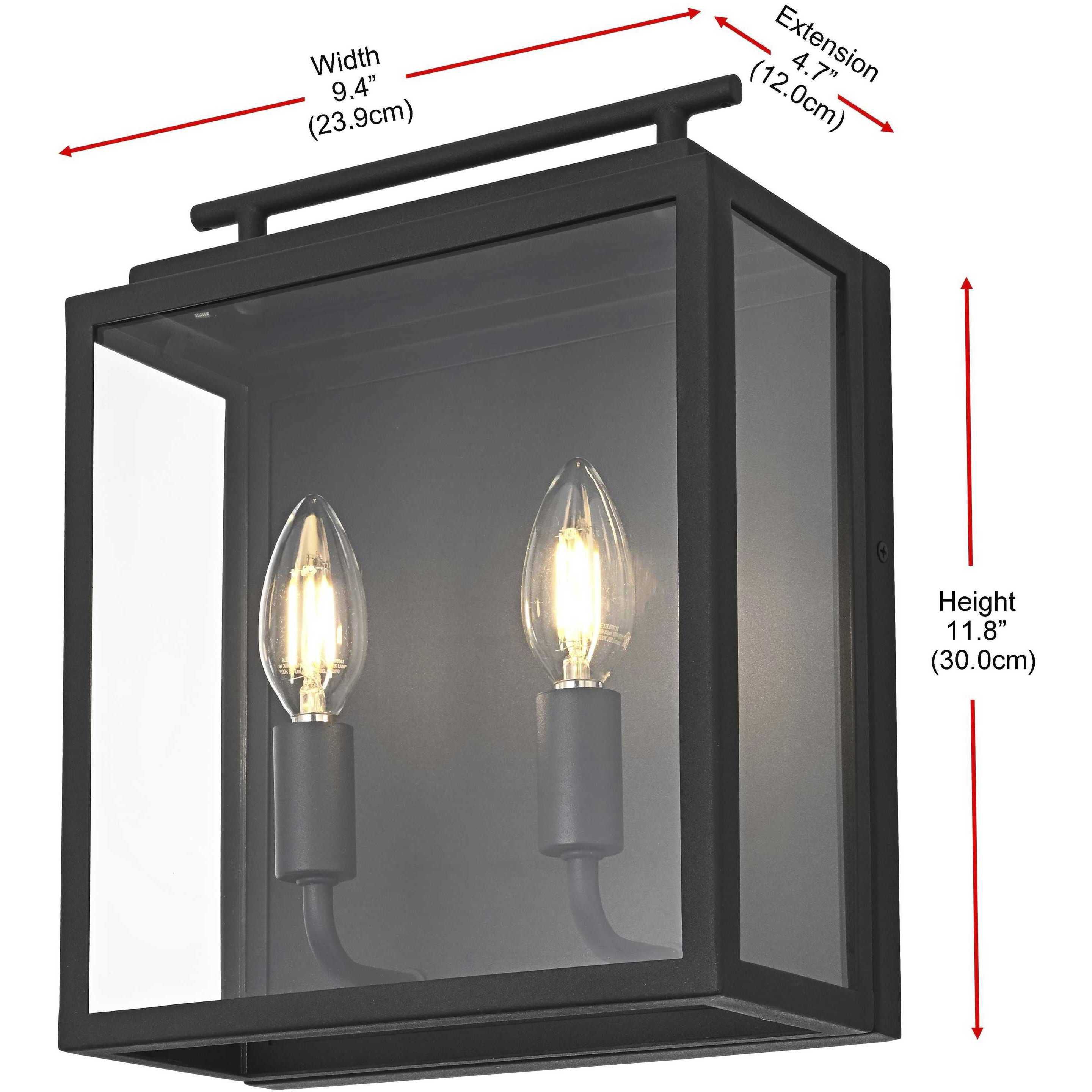 Valentin 2 Light 12 inch Black Outdoor Wall Sconce