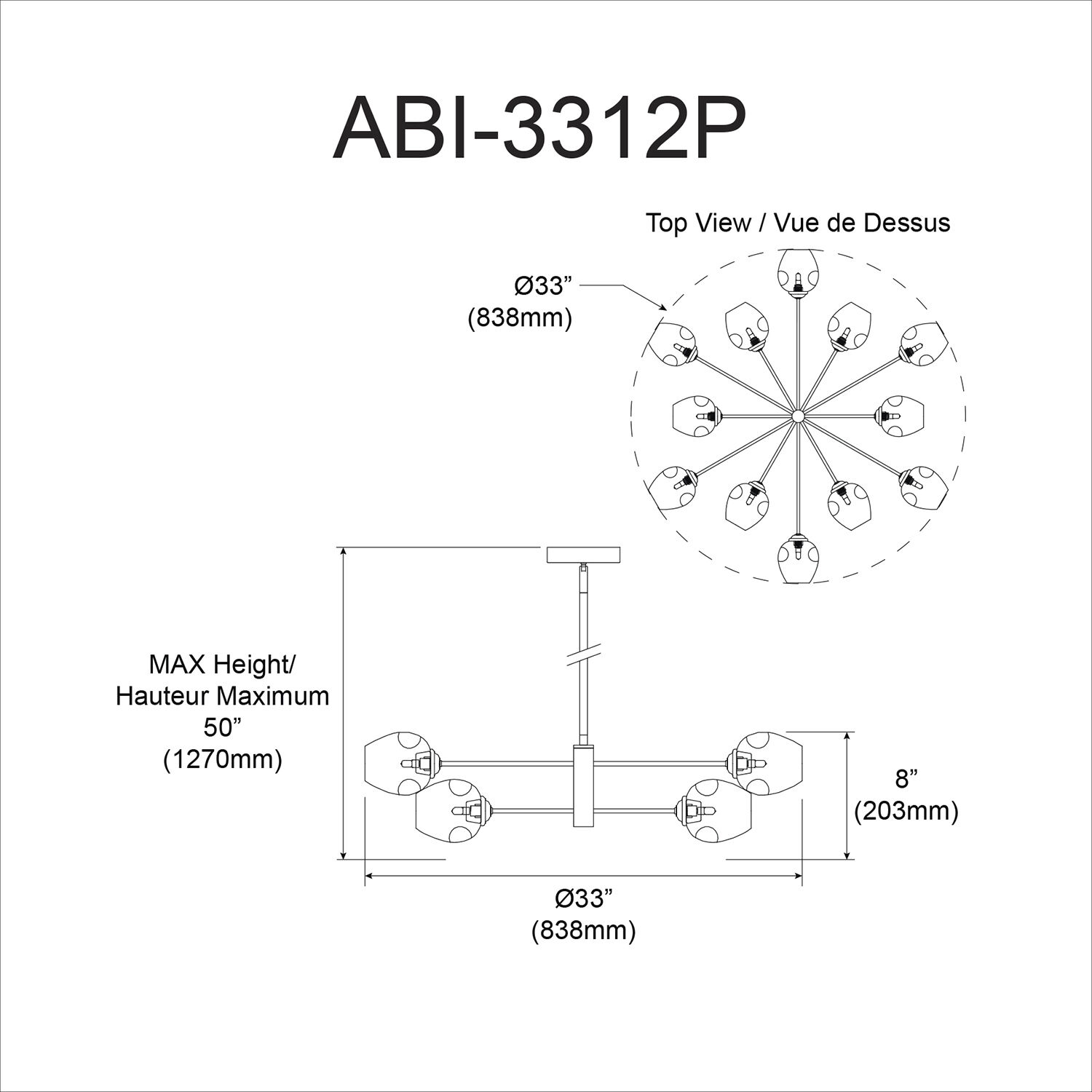 Abii 12 Light 33 inch Polished Chrome Chandelier Ceiling Light in Clear, Round