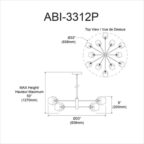 Abii 12 Light 33 inch Polished Chrome Chandelier Ceiling Light in Clear, Round