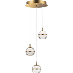 Swank LED 12 inch Natural Aged Brass Multi-Light Pendant Ceiling Light