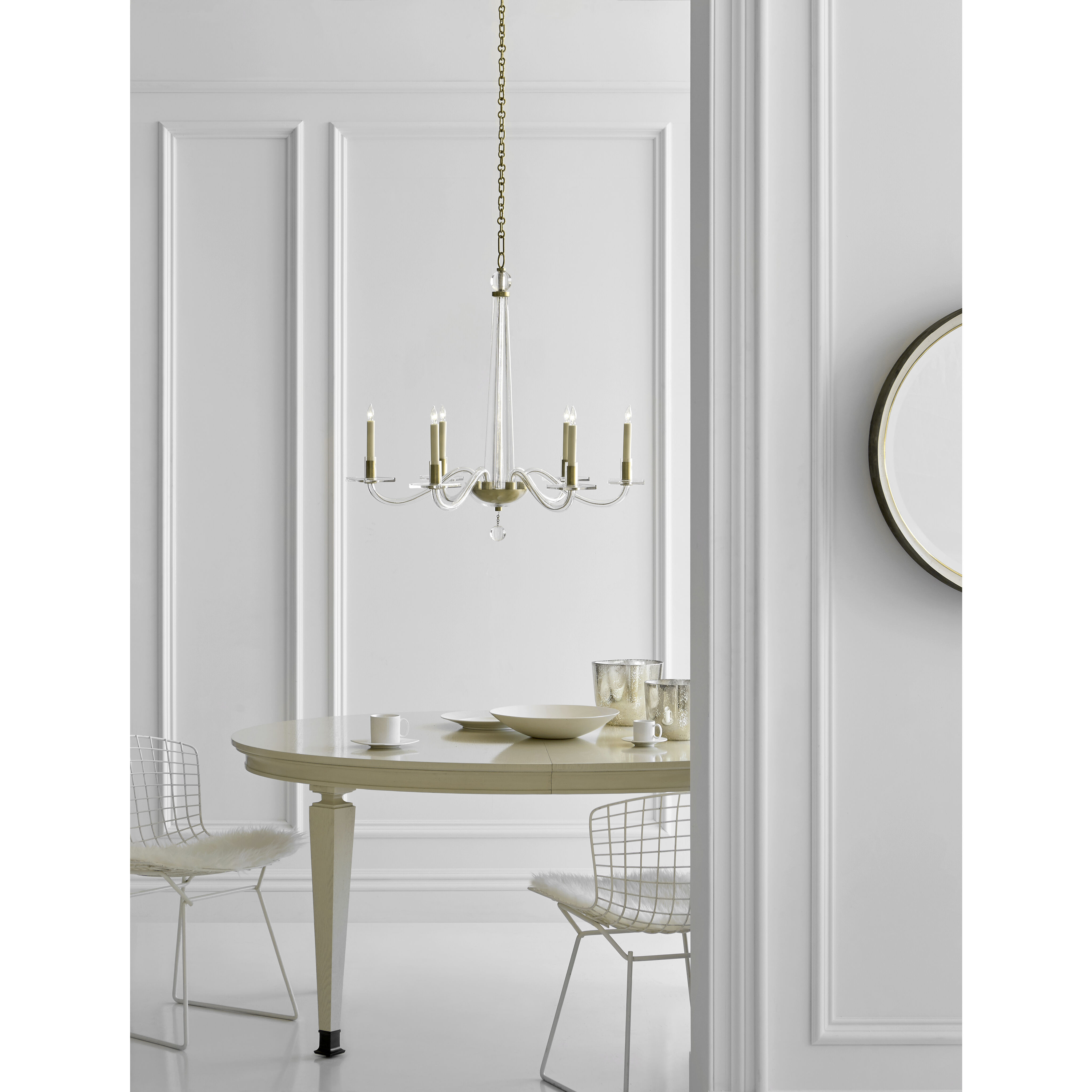 Chapman & Myers Robinson2 6 Light 32 inch Antique Brass and Clear Glass Chandelier Ceiling Light in Antique-Burnished Brass, Medium