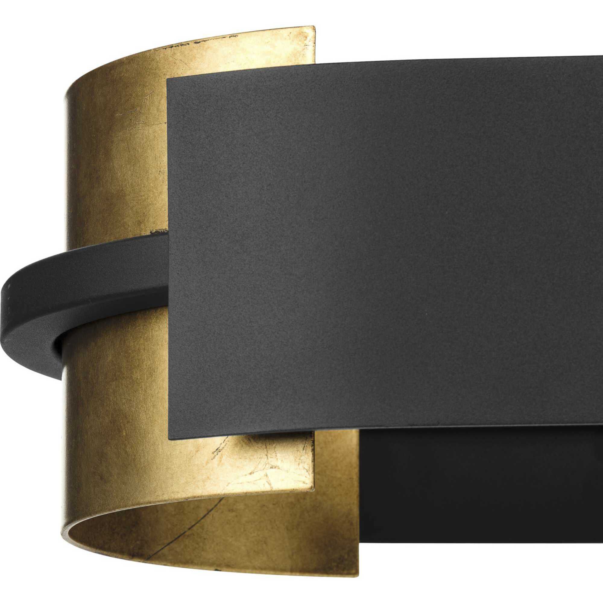 Lowery 4 Light 42 inch Textured Black and Antique Gold Leaf Linear Chandelier Ceiling Light, Design Series