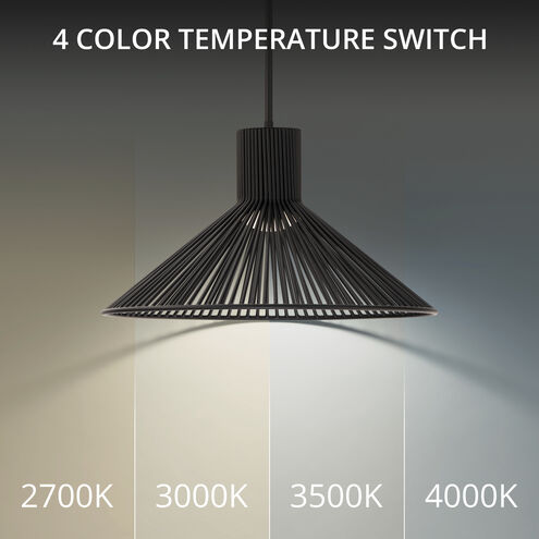 Cappe LED 21 inch Black Pendant Ceiling Light in 3500K, dweLED