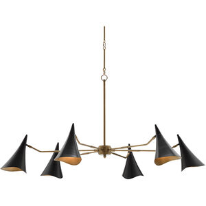 Library 6 Light 62 inch Oil Rubbed Bronze/Antique Brass Chandelier Ceiling Light