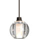 Boca 5 LED Bronze Cord Pendant Ceiling Light in Clear Bubble Glass