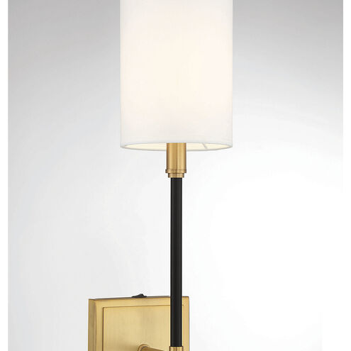Mid-Century Modern 1 Light 5 inch Black with Natural Brass Accents Wall Sconce Wall Light