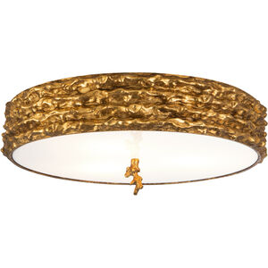 Trellis 4 Light Gold leaf Bath/Flush Mounts Ceiling Light in Gold Leaf with Antique